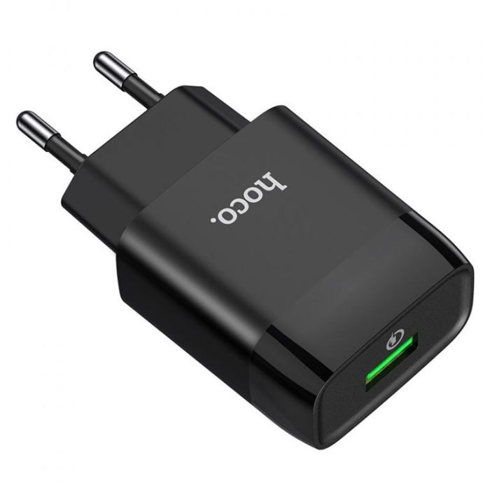 Мережевий зарядний пристрій HOCO C72Q Glorious single port QC3.0 charger 18W Black (6931474732507)