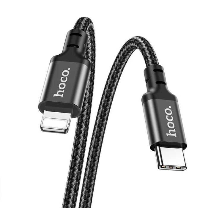 Кабель HOCO X14 Type-C to iP 3A, 20W, 1m, nylon, aluminum connectors, Black (6931474752192)