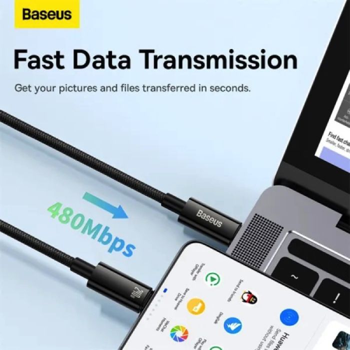 Кабель Baseus Tungsten Gold Fast Charging Data Cable Type-C to Type-C 240W 2m Black (CAWJ040101)