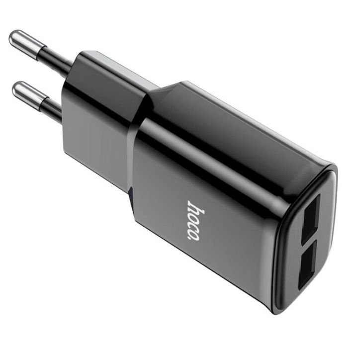 Мережевий зарядний пристрій HOCO C88A Star round dual port charger 12W Black (6931474749482)