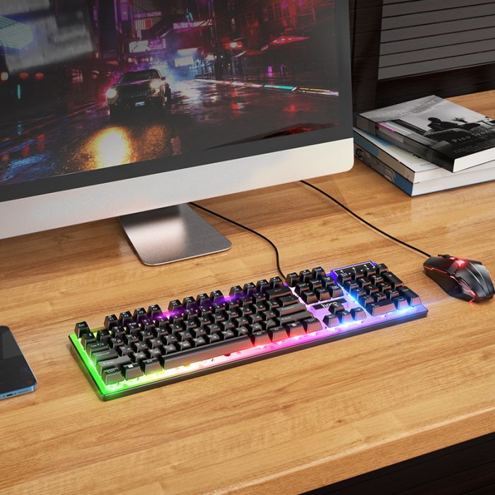 Миша + клавіатура HOCO GM18 Luminous gaming keyboard and mouse set Black (6931474783684)