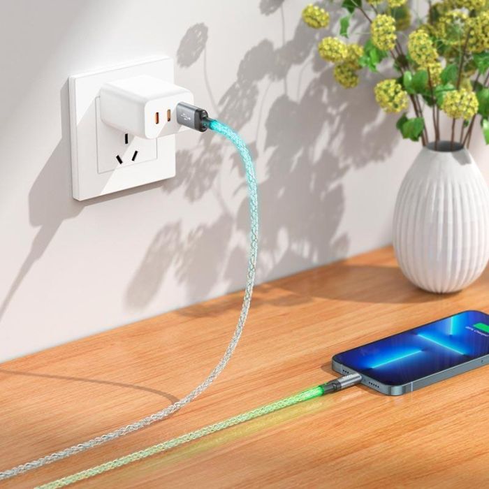 Кабель HOCO U112 Shine charging data cable for iP Gray (6931474788801)