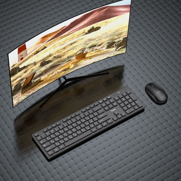 Клавіатура+миша HOCO GM17 Wireless business keyboard and mouse set(English Version) Black (6931474759481)