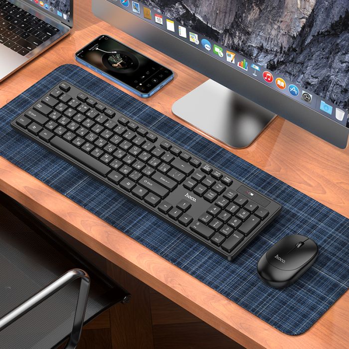 Клавіатура+миша HOCO GM17 Wireless business keyboard and mouse set(English Version) Black (6931474759481)