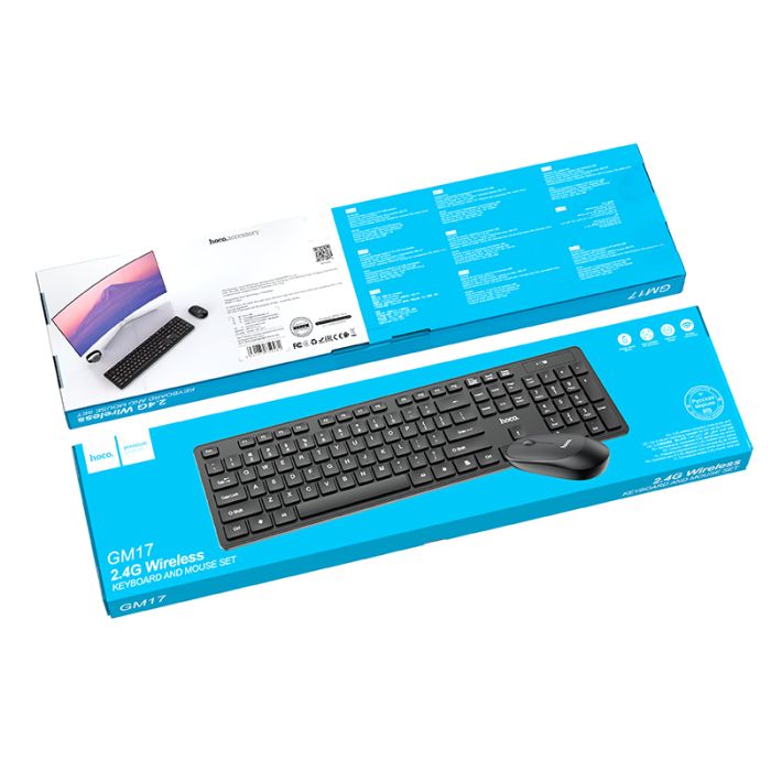 Клавіатура+миша HOCO GM17 Wireless business keyboard and mouse set(English Version) Black (6931474759481)