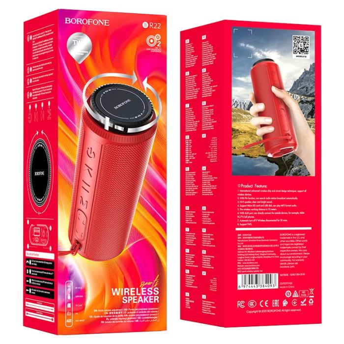 Портативна колонка BOROFONE BR22 sports wireless speaker Red (6974443384093)