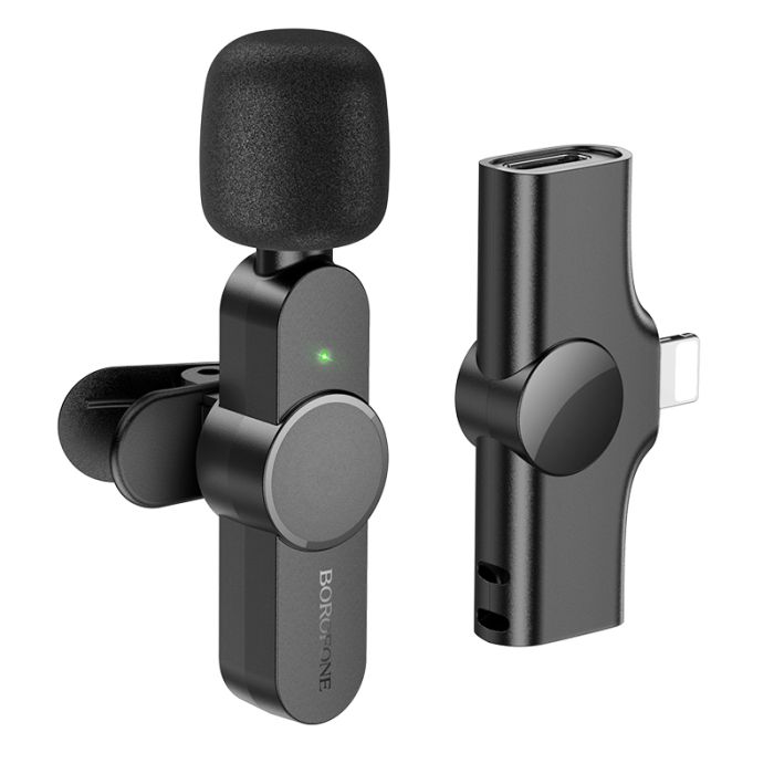 Бездротова мікрофонна система BOROFONE BFK12 Trophy lavalier (Lightning) Black (6941991106385)