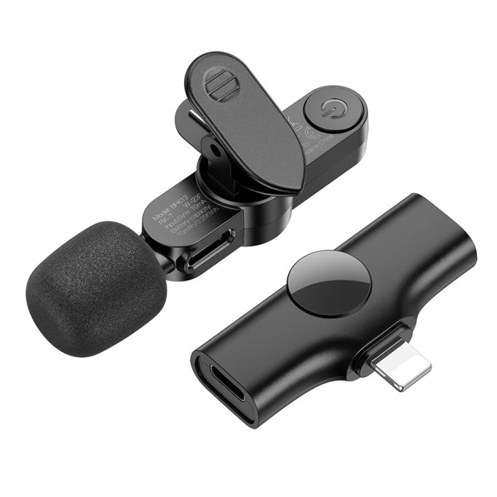 Бездротова мікрофонна система BOROFONE BFK12 Trophy lavalier (Lightning) Black (6941991106385)