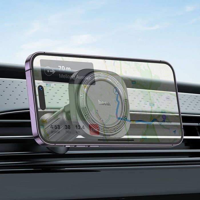Автотримач для телефона HOCO H28 Rainbow ring magnetic car holder(air outlet) Black (6942007611459)