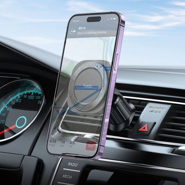 Автотримач для телефона HOCO H28 Rainbow ring magnetic car holder(air outlet) Black (6942007611459)