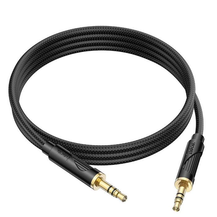 Аудiокабель HOCO UPA30 3.5mm male to 3.5mm male, nylon braid, 1m, Black (6942007625463)
