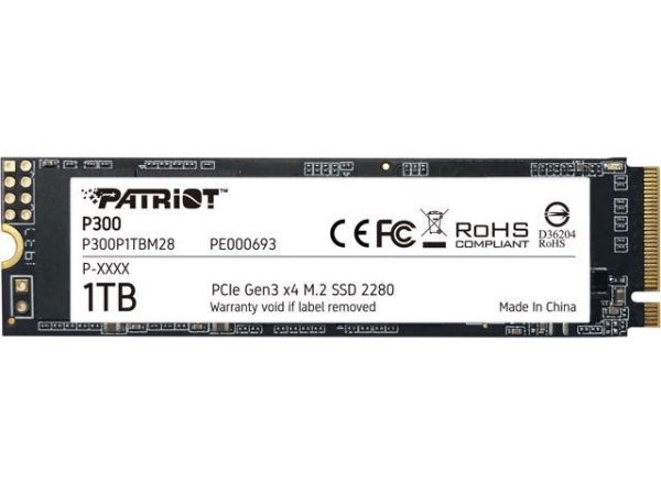 Накопичувач SSD M.2 Patriot P300 1TB NVMe 2280 PCIe 3.0x4 3D NAND TLC (P300P1TBM28)