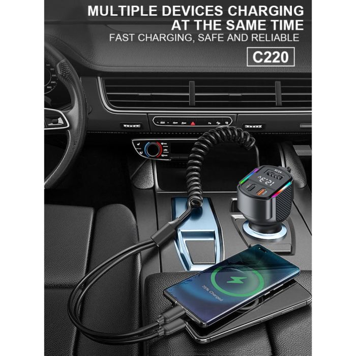 Автомобільний зарядний пристрій WUW-C220 Black (6972573337408)