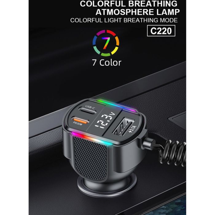 Автомобільний зарядний пристрій WUW-C220 Black (6972573337408)