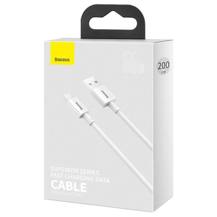 Кабель Baseus Superior Series Fast Charging Data Cable USB to Type-C 66W 2m White (CATYS-A02)