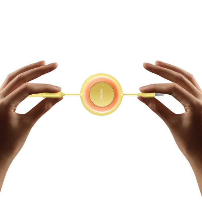 Кабель Baseus Bright Mirror 2 Series Retractable 3-in-1 Fast Charging  Data Cable USB to M+L+C 3.5A 1.1m yellow (CAMJ010011)