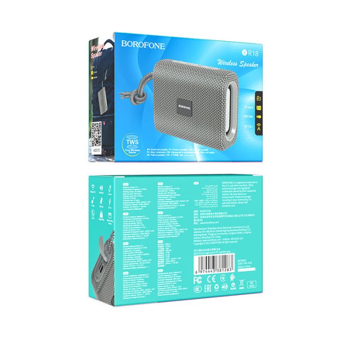 Портативна колонка BOROFONE BR18 Encourage sports BT speaker Grey (6974443381283)