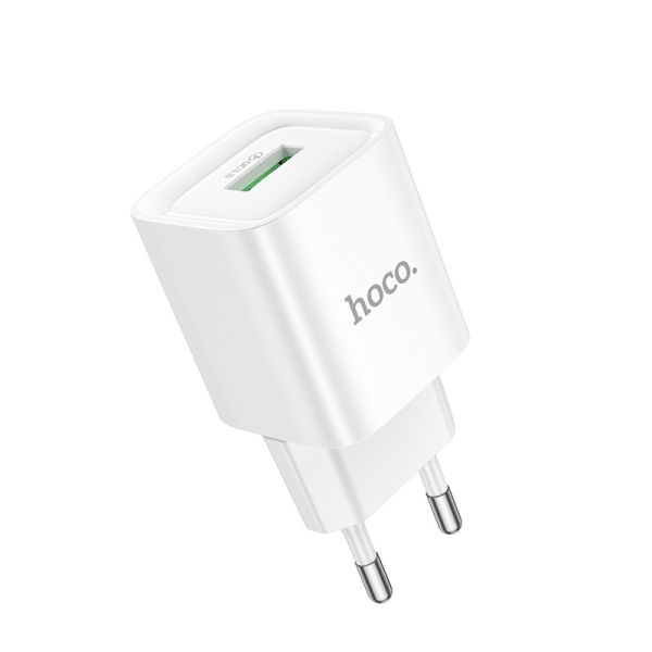 Мережевий зарядний пристрій HOCO C145A Charm single port QC3.0 charger (EU) White (6942007630214)