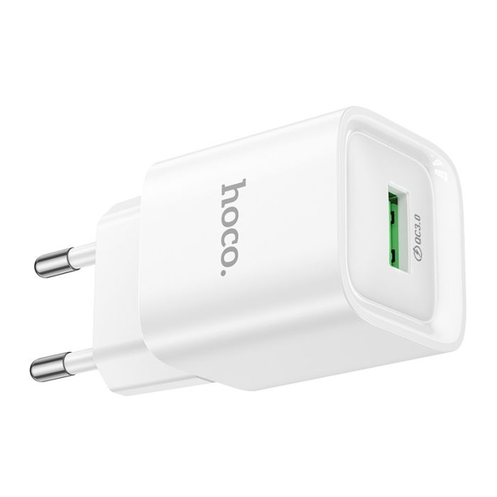 Мережевий зарядний пристрій HOCO C145A Charm single port QC3.0 charger (EU) White (6942007630214)