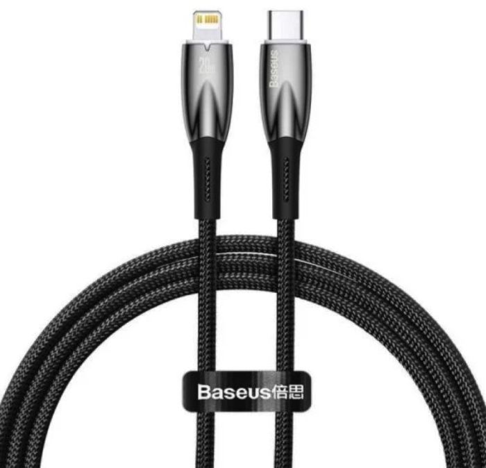 Кабель Baseus Glimmer Series Fast Charging Data Cable Type-C to iP 20W 1m Black (CADH000001)