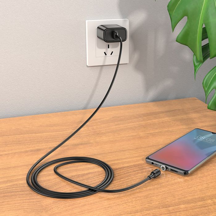Кабель HOCO X52 USB to Micro 2.4A, 1m, PVC, PVC connectors, magnetic, Black (6931474735539)