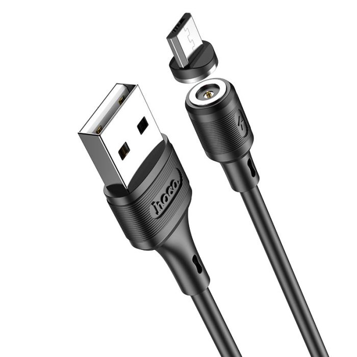 Кабель HOCO X52 USB to Micro 2.4A, 1m, PVC, PVC connectors, magnetic, Black (6931474735539)