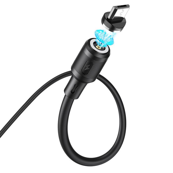 Кабель HOCO X52 USB to Micro 2.4A, 1m, PVC, PVC connectors, magnetic, Black (6931474735539)