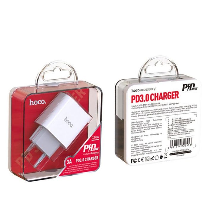 Мережевий зарядний пристрій HOCO C76A Plus Speed source PD20W charger White (6931474746917)