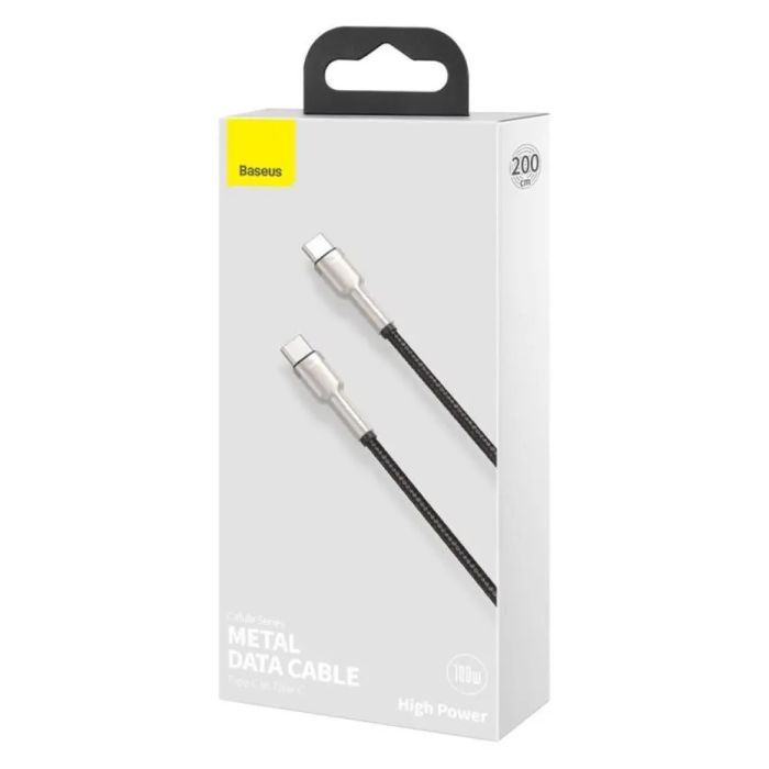 Кабель Baseus Cafule Series Metal Data Cable Type-C to Type-C 100W 2m Black (CATJK-D01)