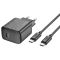 Мережевий зарядний пристрій з кабелем HOCO CS22A Value single port PD30W charger set(Type-C to Type-C) Black (6942007609937)