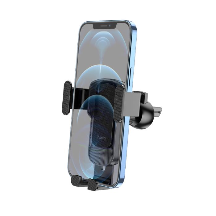 Автотримач для телефона HOCO CA103 vertical and horizontal air outlet gravity car holder Black Metal Gray (6931474766229)