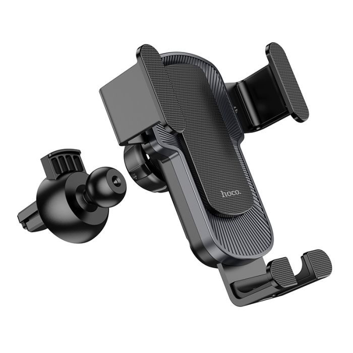 Автотримач для телефона HOCO CA103 vertical and horizontal air outlet gravity car holder Black Metal Gray (6931474766229)
