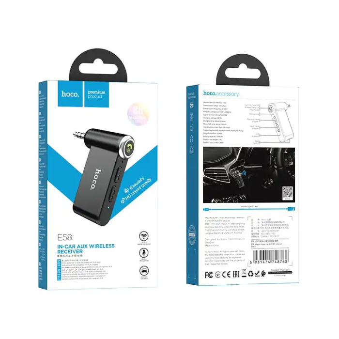 Bluetooth-ресивер HOCO E58 Magic music car AUX BT receiver Black (6931474748768)