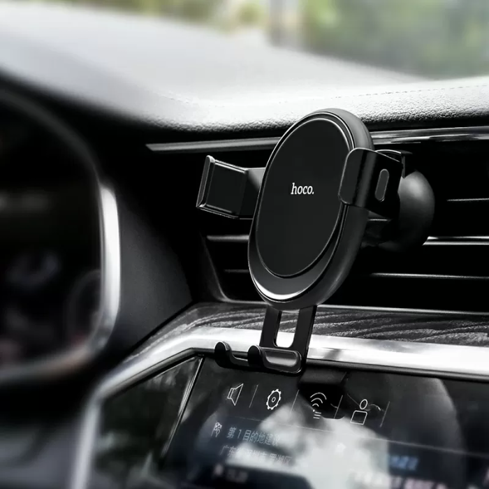 Автотримач для телефона HOCO CA56 Plus Armor metal gravity car holder Black Silver (6931474760296)