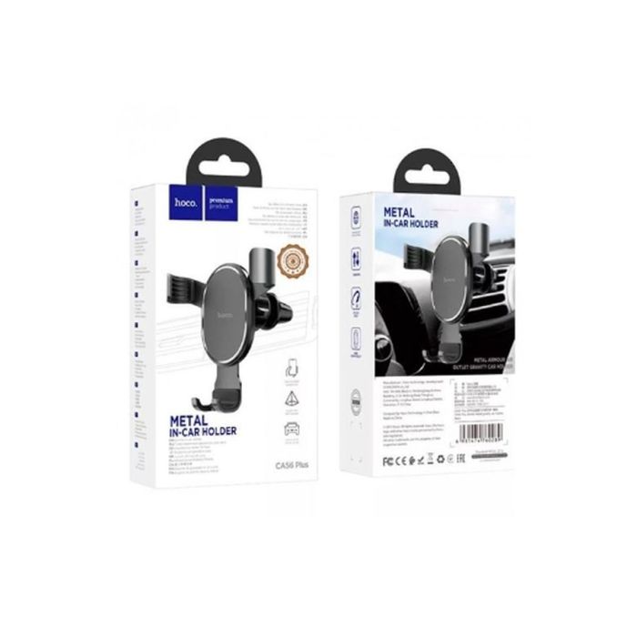 Автотримач для телефона HOCO CA56 Plus Armor metal gravity car holder Black Silver (6931474760296)