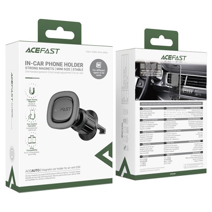 Автотримач для телефона ACEFAST D50 magnetic car holder for air vent Black (6974316284147)