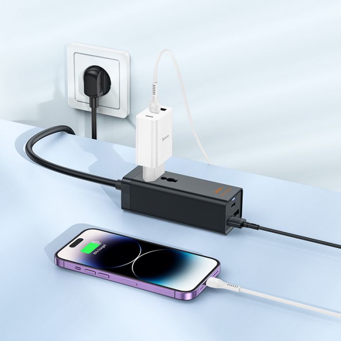 Мережевий подовжувач HOCO AC9A Talent PD30W(1C2A with 1 socket) desktop charger Black (6942007601634)