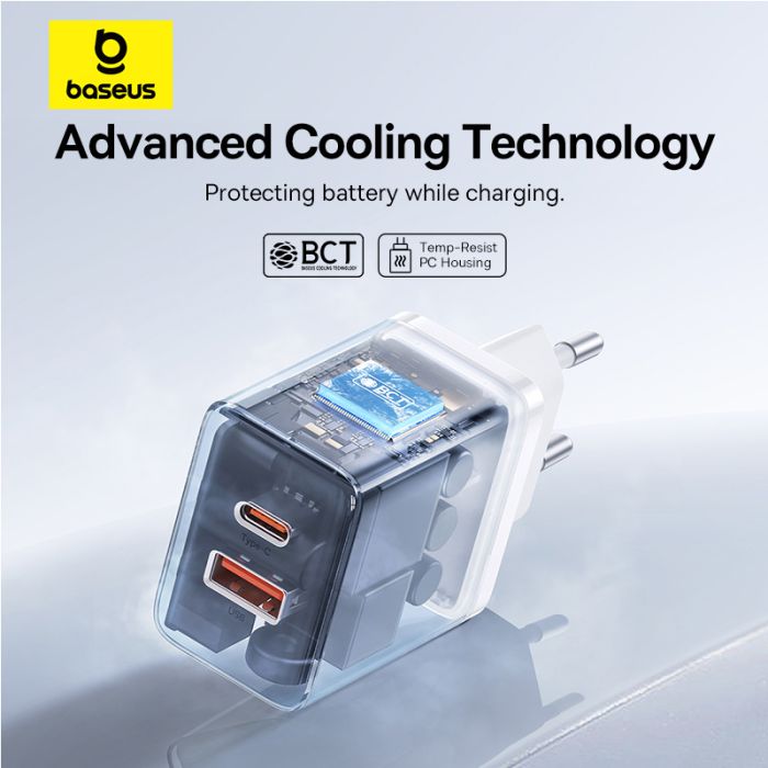 Мережевий зарядний пристрій Baseus Cube Fast Charger C+U 30W EU Moon White (P10111404213-00)