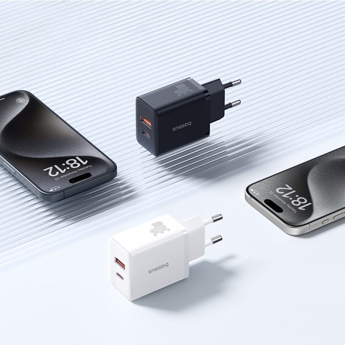 Мережевий зарядний пристрій Baseus Cube Fast Charger C+U 30W EU Moon White (P10111404213-00)