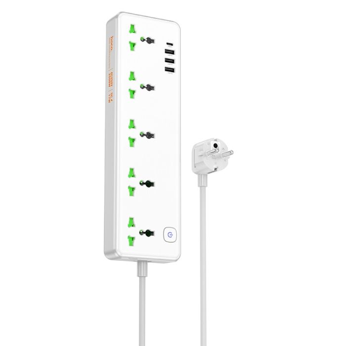 Мережевий подовжувач HOCO  AC13A Talento 5-position socket(1C3A) (1,5 m) White (6942007607148)