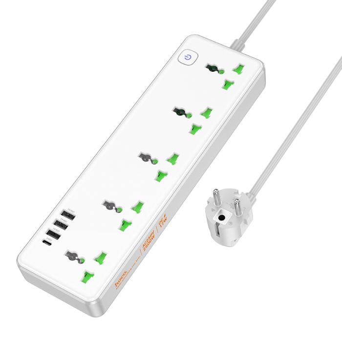 Мережевий подовжувач HOCO  AC13A Talento 5-position socket(1C3A) (1,5 m) White (6942007607148)