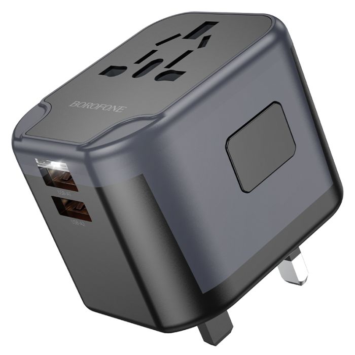 Мережевий зарядний пристрій BOROFONE BAC13 Leader 3-port PD20W(1C2A) universal conversion charger Black (6941991117169)