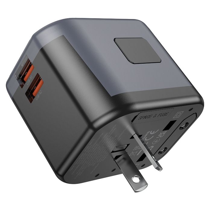 Мережевий зарядний пристрій BOROFONE BAC13 Leader 3-port PD20W(1C2A) universal conversion charger Black (6941991117169)