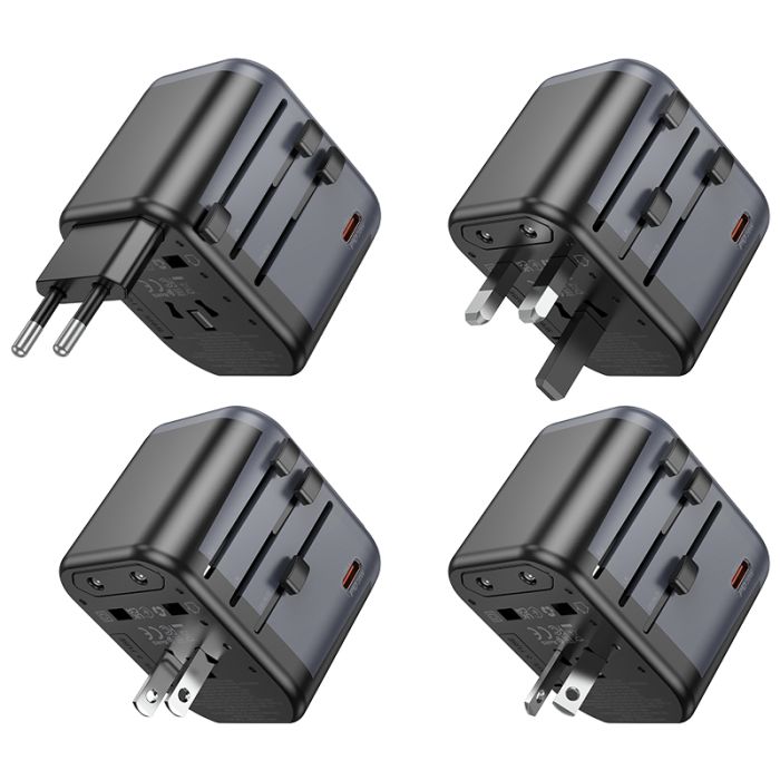 Мережевий зарядний пристрій BOROFONE BAC13 Leader 3-port PD20W(1C2A) universal conversion charger Black (6941991117169)