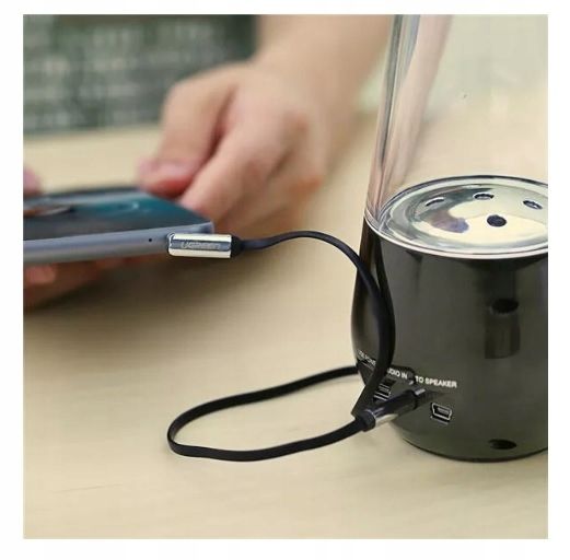 Аудіокабель UGREEN AV119 3.5mm Male to 3.5mm Male Straight to angle flat Cable  2m (Black)(UGR-10599) (UGR-10599)