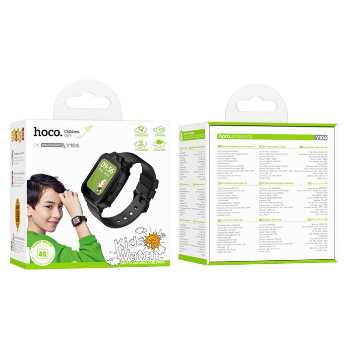 Дитячий смарт-годинник Hoco Y104 42mm. SIM 4G. Wi-Fi. 700 mAh. IP65 Black (6942007646352)