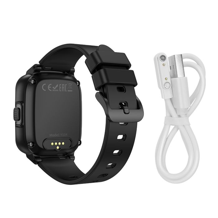 Дитячий смарт-годинник Hoco Y104 42mm. SIM 4G. Wi-Fi. 700 mAh. IP65 Black (6942007646352)
