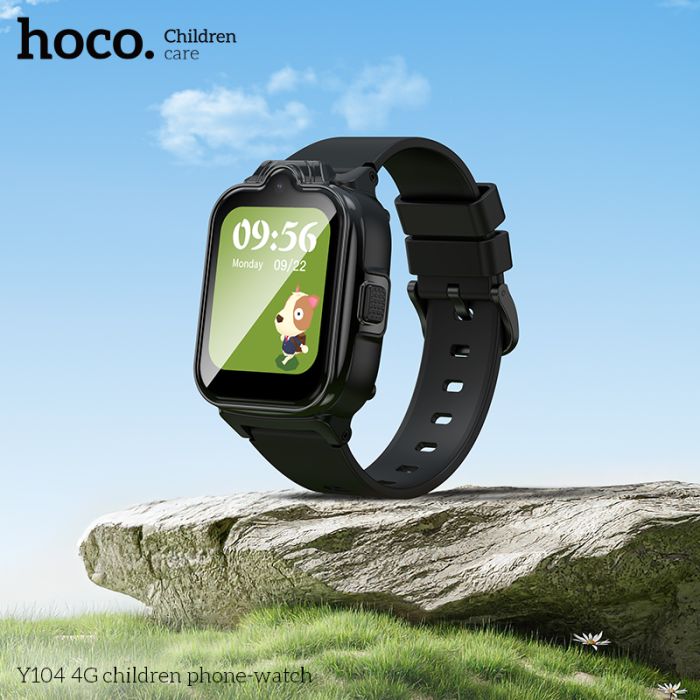 Дитячий смарт-годинник Hoco Y104 42mm. SIM 4G. Wi-Fi. 700 mAh. IP65 Black (6942007646352)