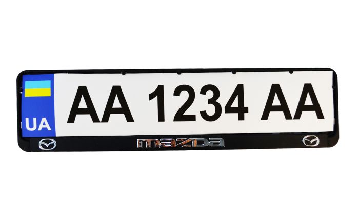 Рамка номерного знаку пластик з об'ємними літерами MAZDA 52х13,5х2 см (2шт)