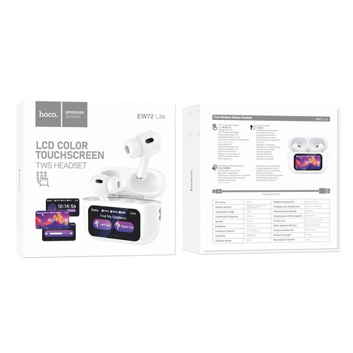 Бездротові навушники TWS HOCO EW72 Lite Soar, touch screen, White (6942007651004)